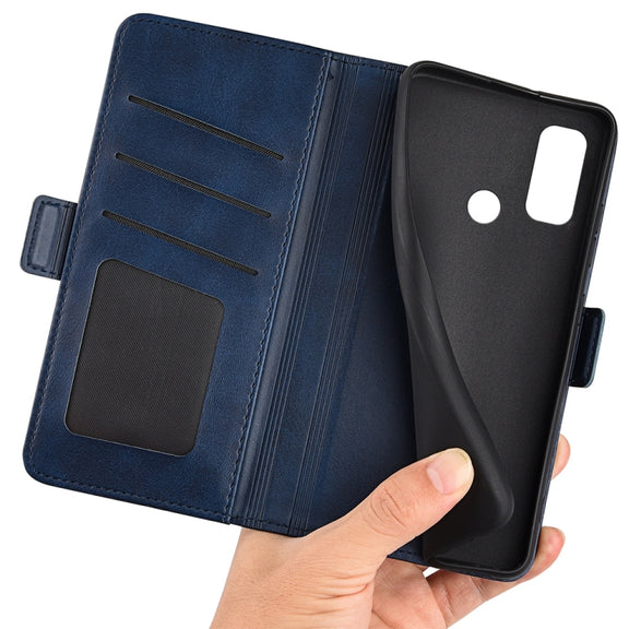 For Ulefone note 10 Dual-side Magnetic Buckle Leather Phone Case(Dark Blue)