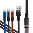 XJ-76 40W 5A 3 in 1 USB to 8 Pin + Type-C + Micro USB Super Flash Charging Cable, Length: 1.18m(Colour) - free shipping - PMC TechLife - Order now!