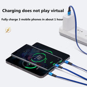 XJ-76 40W 5A 3 in 1 USB to 8 Pin + Type-C + Micro USB Super Flash Charging Cable, Length: 1.18m(Red)