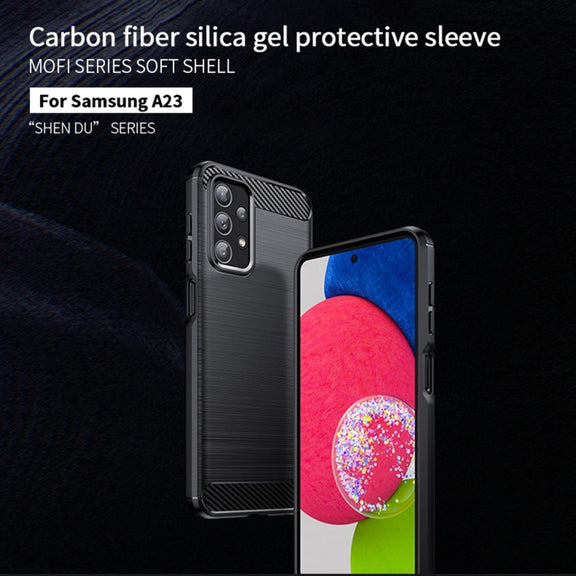 For Samsung Galaxy A23 / M23 / F23 MOFI Gentleness Series Brushed Texture Carbon Fiber Soft TPU Case(Red)