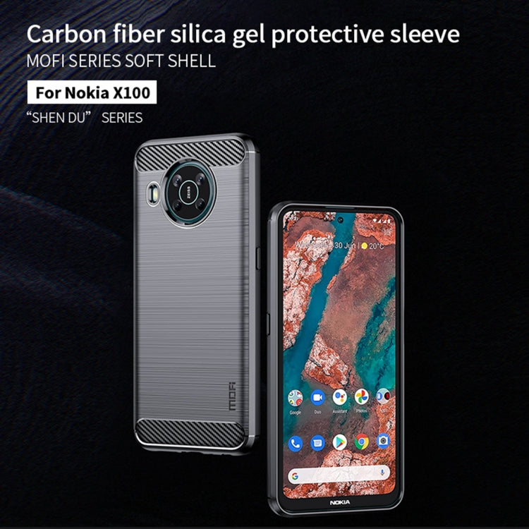 For Nokia X100 MOFI Gentleness Series Brushed Texture Carbon Fiber TPU Phone Case(Red)
