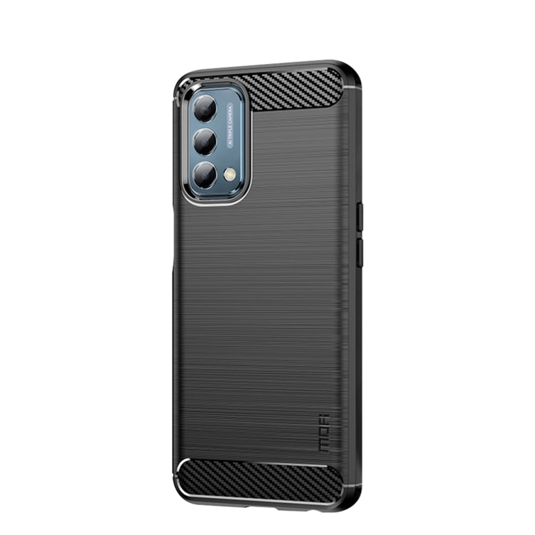 For Oneplus Nord N200 5G MOFI Gentleness Series Brushed Texture Carbon Fiber Soft TPU Phone Case(Black)