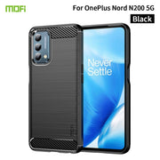 For Oneplus Nord N200 5G MOFI Gentleness Series Brushed Texture Carbon Fiber Soft TPU Phone Case(Black)