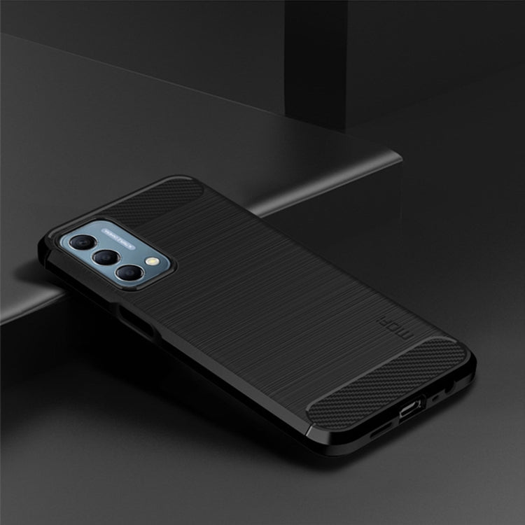 For Oneplus Nord N200 5G MOFI Gentleness Series Brushed Texture Carbon Fiber Soft TPU Phone Case(Black)