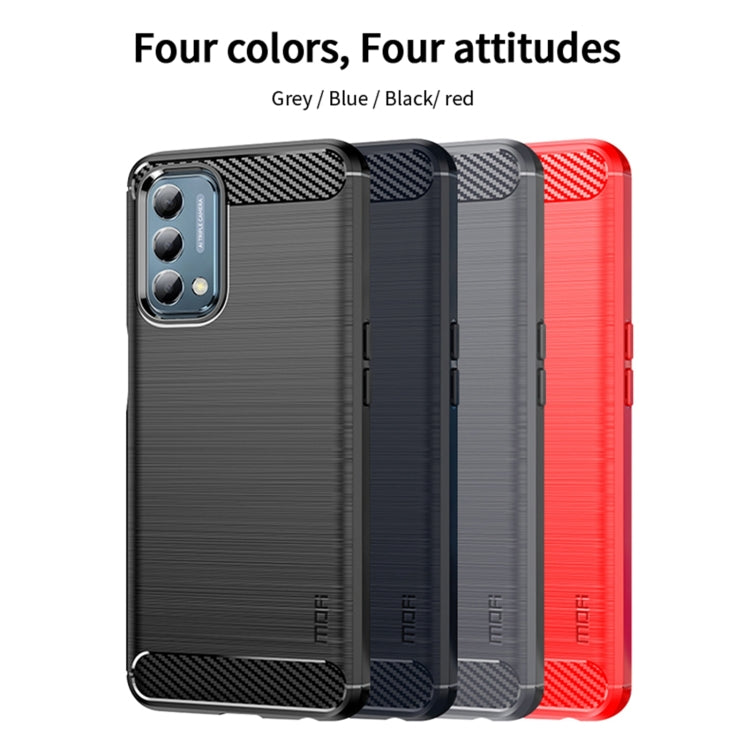 For Oneplus Nord N200 5G MOFI Gentleness Series Brushed Texture Carbon Fiber Soft TPU Phone Case(Blue)