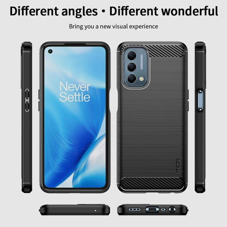 For Oneplus Nord N200 5G MOFI Gentleness Series Brushed Texture Carbon Fiber Soft TPU Phone Case(Blue)