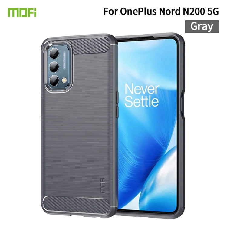 For Oneplus Nord N200 5G MOFI Gentleness Series Brushed Texture Carbon Fiber Soft TPU Phone Case(Gray)