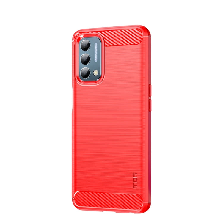 For Oneplus Nord N200 5G MOFI Gentleness Series Brushed Texture Carbon Fiber Soft TPU Phone Case(Red)