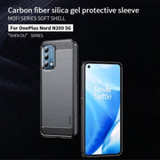 For Oneplus Nord N200 5G MOFI Gentleness Series Brushed Texture Carbon Fiber Soft TPU Phone Case(Red)