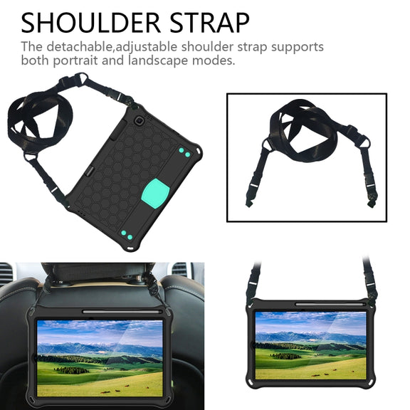 For Lenovo X306 / X606 / K10 Honeycomb EVA + PC Shockproof Tablet Case with Strap(Black+Mint Green)