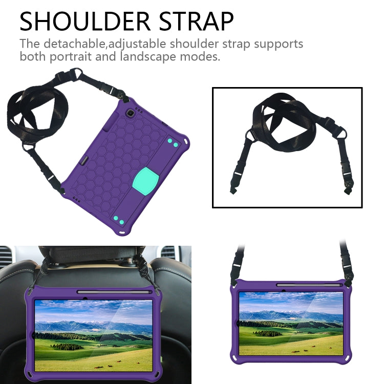 For Lenovo X306 / X606 / K10 Honeycomb EVA + PC Shockproof Tablet Case with Strap(Purple+Mint Green)