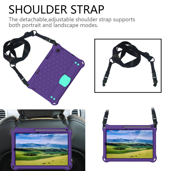 For Lenovo X306 / X606 / K10 Honeycomb EVA + PC Shockproof Tablet Case with Strap(Purple+Mint Green)