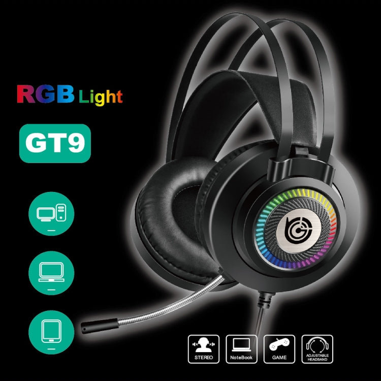 GT9 Professional LED Light Wired Gaming Headset with Mic for PC/PS4/PS5