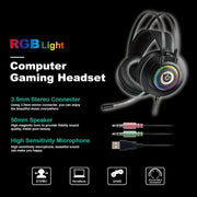 GT9 Professional LED Light Wired Gaming Headset with Mic for PC/PS4/PS5