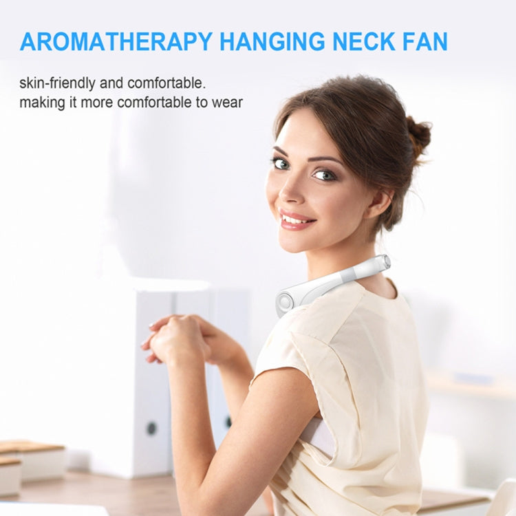 Aromatherapy Leafless Cooling Hanging Neck Fan Mini USB Portable Fan(White)