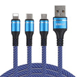 ENKAY ENK-CB121 1.5m 3 in 1 USB 3.0 to Type-C / 8 Pin / Micro USB 5A Fast Charging Cable(Blue) - Multifunction Cable by ENKAY | Online Shopping South Africa | PMC TechLife | Buy Now Pay Later Mobicred