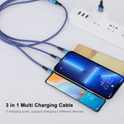 ENKAY ENK-CB121 1.5m 3 in 1 USB 3.0 to Type-C / 8 Pin / Micro USB 5A Fast Charging Cable(Blue)