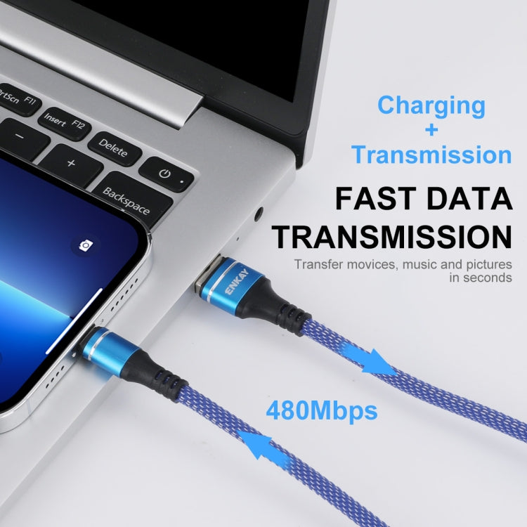 ENKAY ENK-CB121 1.5m 3 in 1 USB 3.0 to Type-C / 8 Pin / Micro USB 5A Fast Charging Cable(Blue)