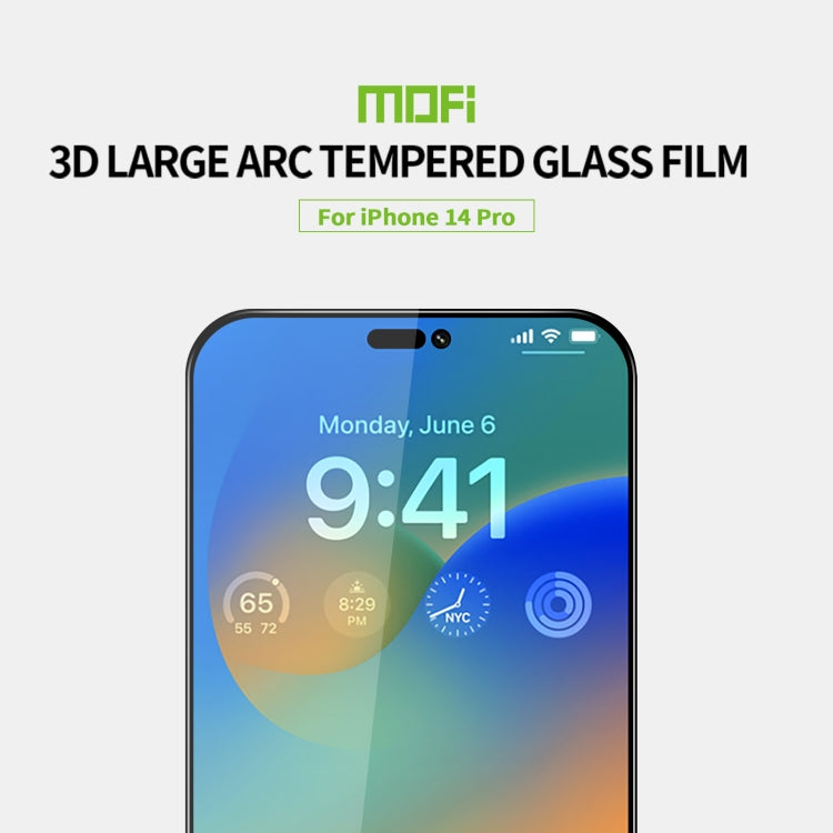 For iPhone 14 Pro MOFI 9H 3D Explosion-proof Curved Screen Tempered Glass Film(Black)