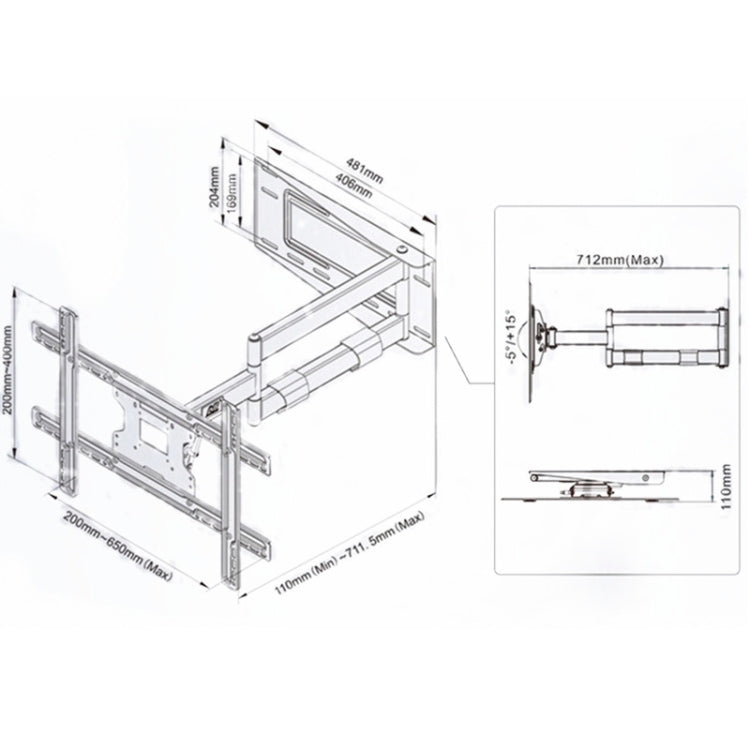 NORTH BAYOU NB SP2 Heavy Duty Arm Swivel Wall Mount  40-70 inch LED LCD TV