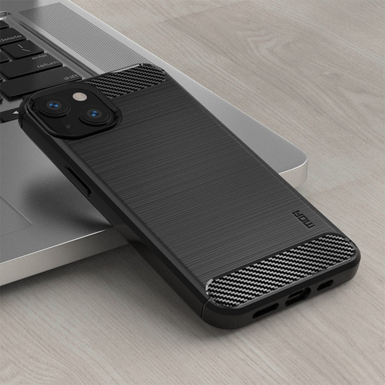 For iPhone 14 MOFI Gentleness Brushed Texture Carbon Fiber TPU Phone Case (Black)