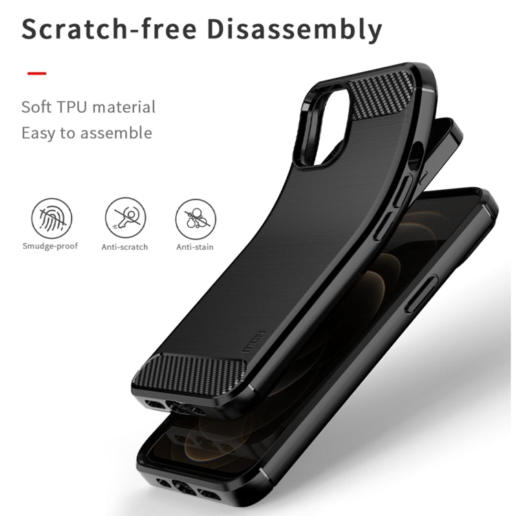 For iPhone 14 MOFI Gentleness Brushed Texture Carbon Fiber TPU Phone Case (Black)