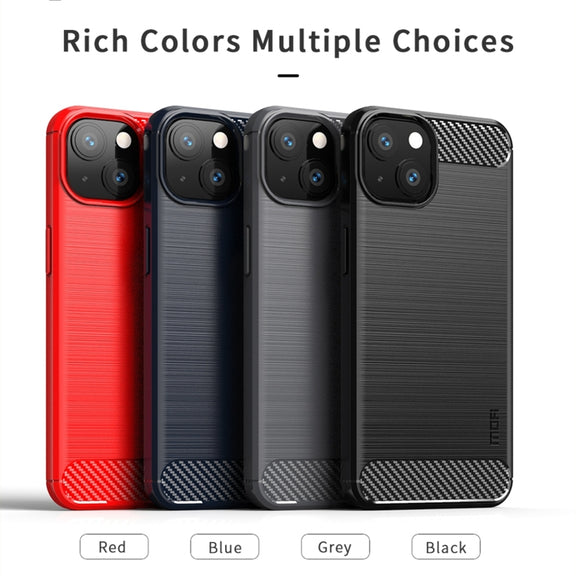 For iPhone 14 MOFI Gentleness Brushed Texture Carbon Fiber TPU Phone Case (Black)
