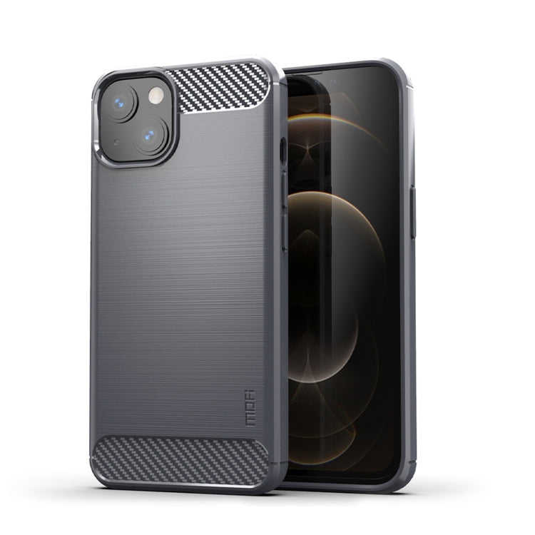 For iPhone 14 MOFI Gentleness Brushed Texture Carbon Fiber TPU Phone Case (Gray)
