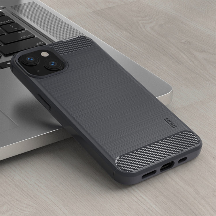For iPhone 14 MOFI Gentleness Brushed Texture Carbon Fiber TPU Phone Case (Gray)