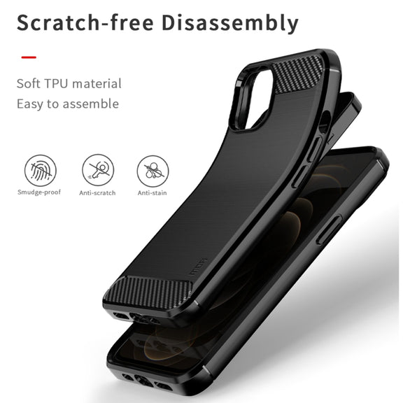 For iPhone 14 MOFI Gentleness Brushed Texture Carbon Fiber TPU Phone Case (Red)