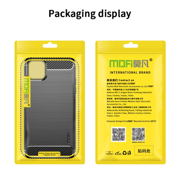 For iPhone 14 MOFI Gentleness Brushed Texture Carbon Fiber TPU Phone Case (Red)