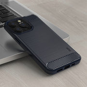 For iPhone 14 Pro MOFI Gentleness Brushed Texture Carbon Fiber TPU Phone Case (Blue)