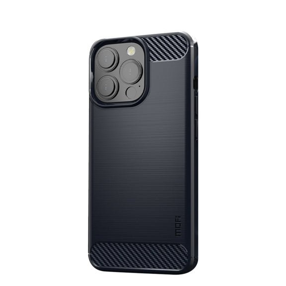 For iPhone 14 Pro MOFI Gentleness Brushed Texture Carbon Fiber TPU Phone Case (Blue)