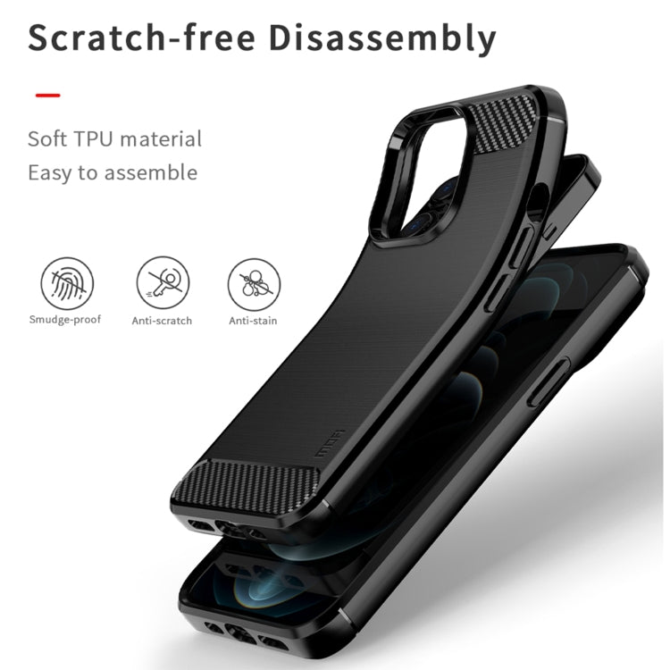 For iPhone 14 Pro MOFI Gentleness Brushed Texture Carbon Fiber TPU Phone Case (Blue)
