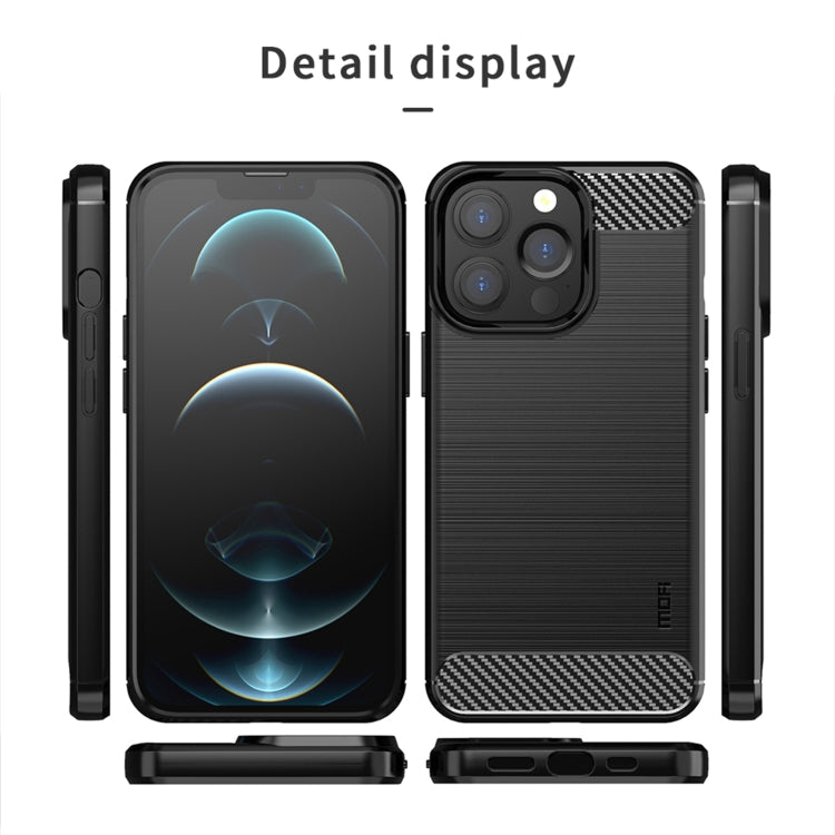 For iPhone 14 Pro MOFI Gentleness Brushed Texture Carbon Fiber TPU Phone Case (Blue)