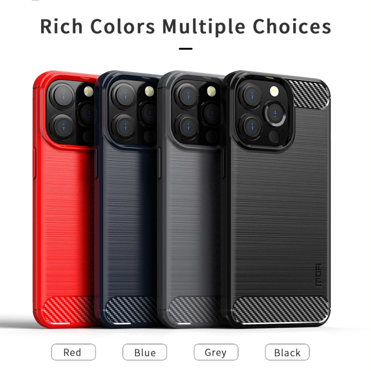For iPhone 14 Pro MOFI Gentleness Brushed Texture Carbon Fiber TPU Phone Case (Blue)