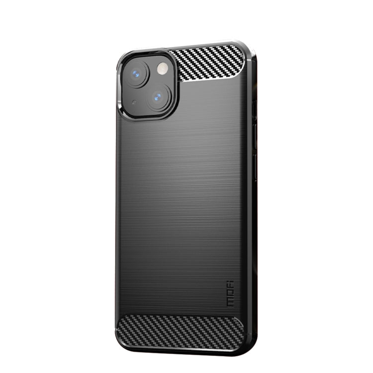 For iPhone 14 Plus MOFI Gentleness Brushed Texture Carbon Fiber TPU Phone Case  (Black)