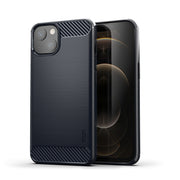 For iPhone 14 Plus MOFI Gentleness Brushed Texture Carbon Fiber TPU Phone Case  (Blue)