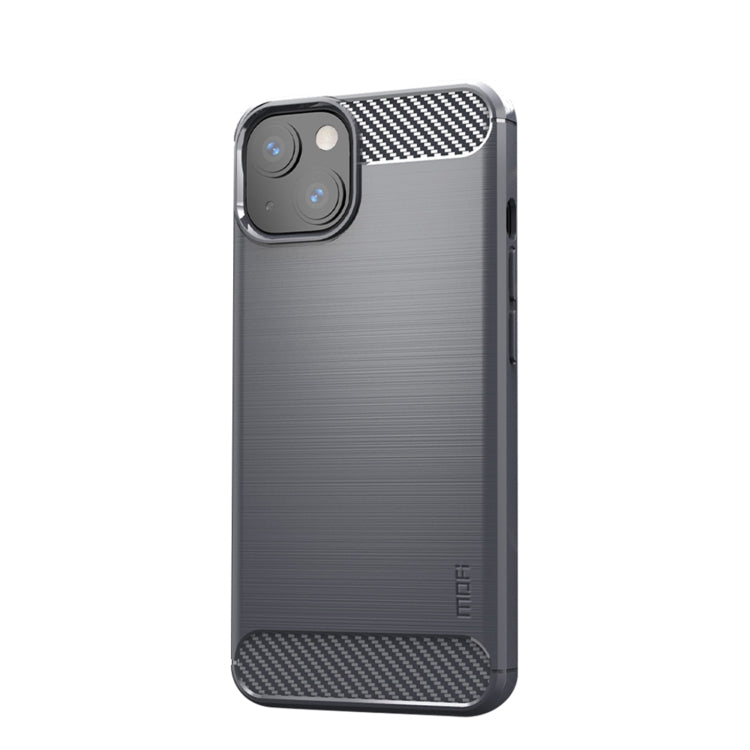 For iPhone 14 Plus MOFI Gentleness Brushed Texture Carbon Fiber TPU Phone Case  (Gray)