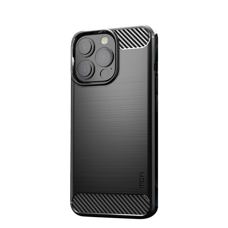For iPhone 14 Pro Max MOFI Gentleness Brushed Texture Carbon Fiber TPU Phone Case (Black)