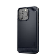 For iPhone 14 Pro Max MOFI Gentleness Brushed Texture Carbon Fiber TPU Phone Case (Blue)