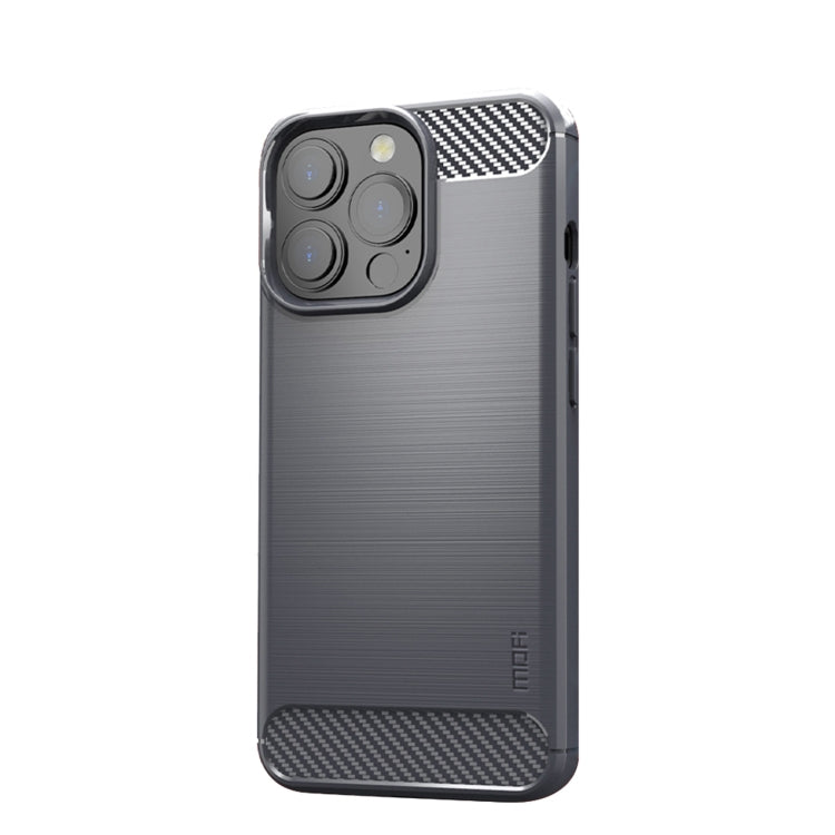 For iPhone 14 Pro Max MOFI Gentleness Brushed Texture Carbon Fiber TPU Phone Case (Gray)
