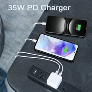PD 35W Dual USB-C / Type-C Ports Charger with 2m Type-C to Type-C Data Cable, EU Plug