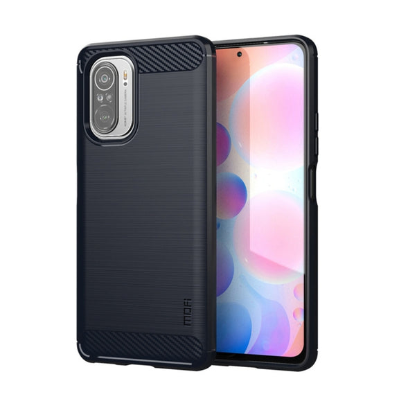 For Xiaomi Redmi Note 11T Pro 5G / 11T Pro Plus 5G MOFI Gentleness Series Brushed Texture Carbon Fiber Soft TPU Case(Blue)