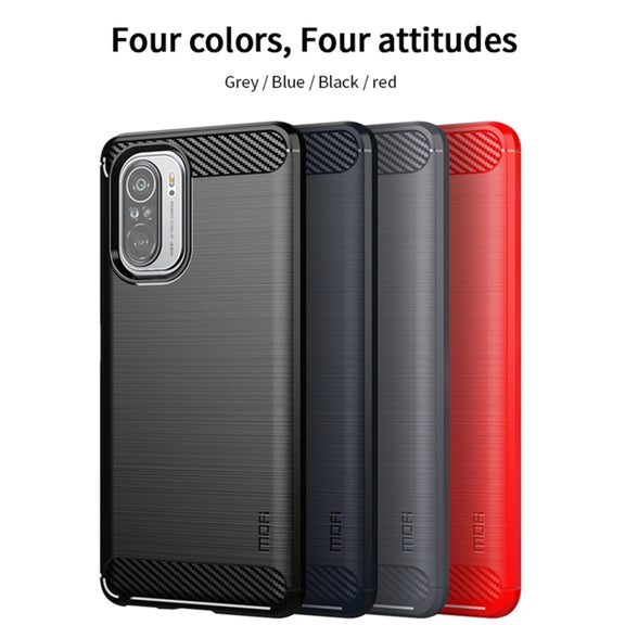 For Xiaomi Redmi Note 11T Pro 5G / 11T Pro Plus 5G MOFI Gentleness Series Brushed Texture Carbon Fiber Soft TPU Case(Blue)