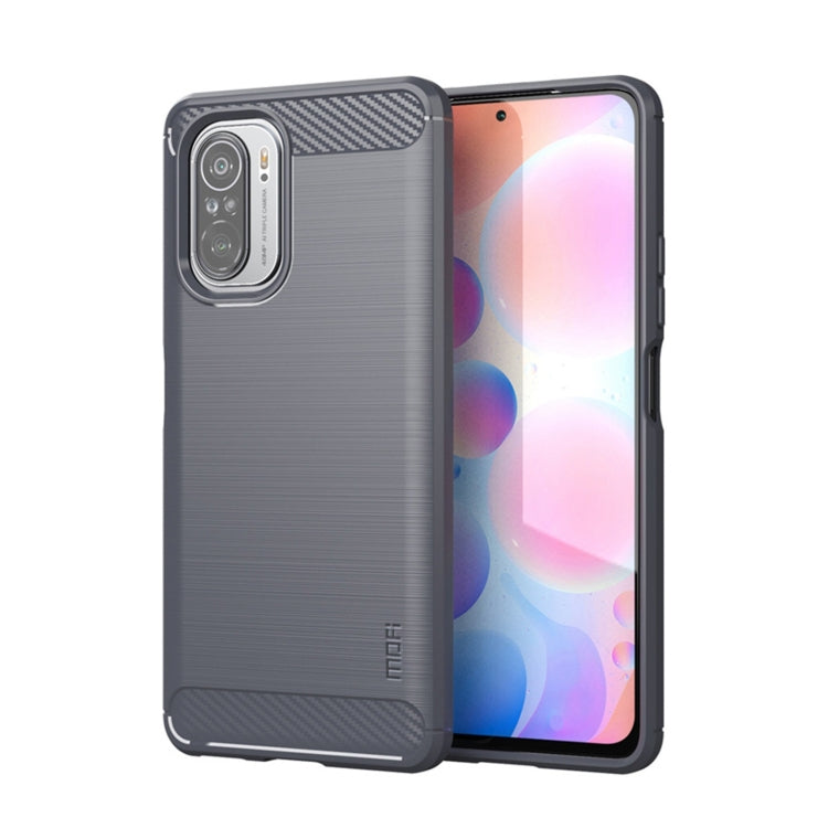 For Xiaomi Redmi Note 11T Pro 5G / 11T Pro Plus 5G MOFI Gentleness Series Brushed Texture Carbon Fiber Soft TPU Case(Gray)