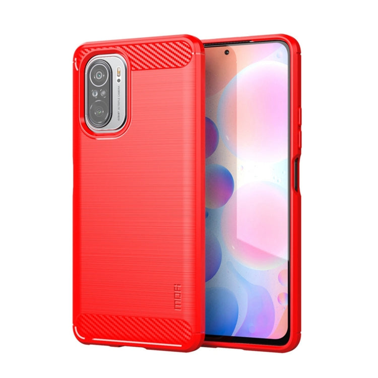 For Xiaomi Redmi Note 11T Pro 5G / 11T Pro Plus 5G MOFI Gentleness Series Brushed Texture Carbon Fiber Soft TPU Case(Red)