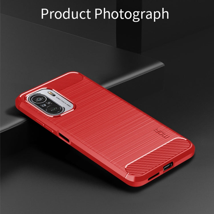 For Xiaomi Redmi Note 11T Pro 5G / 11T Pro Plus 5G MOFI Gentleness Series Brushed Texture Carbon Fiber Soft TPU Case(Red)