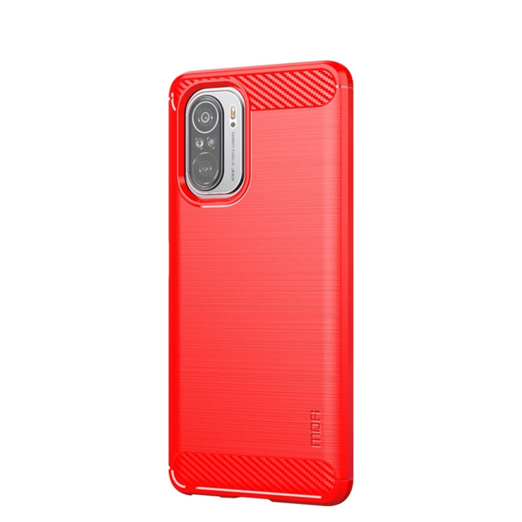 For Xiaomi Redmi Note 11T Pro 5G / 11T Pro Plus 5G MOFI Gentleness Series Brushed Texture Carbon Fiber Soft TPU Case(Red)