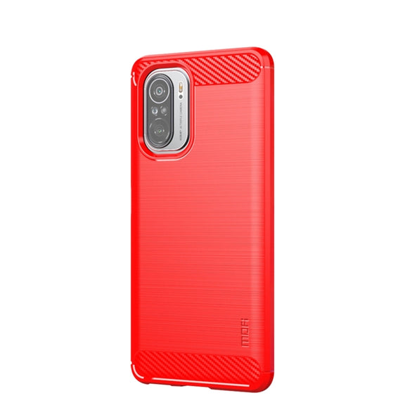 For Xiaomi Redmi Note 11T Pro 5G / 11T Pro Plus 5G MOFI Gentleness Series Brushed Texture Carbon Fiber Soft TPU Case(Red)